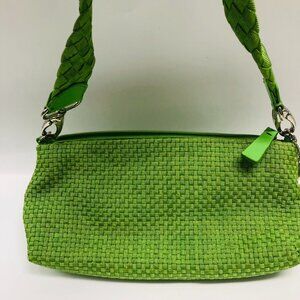The SAK Small Tote Handbag Women’s Lively Green Crocheted Purse Zip Close